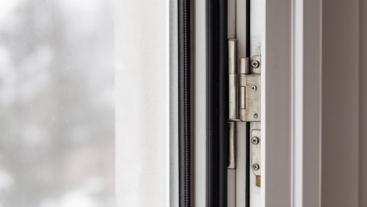 Docisk okna od strony zawiasów