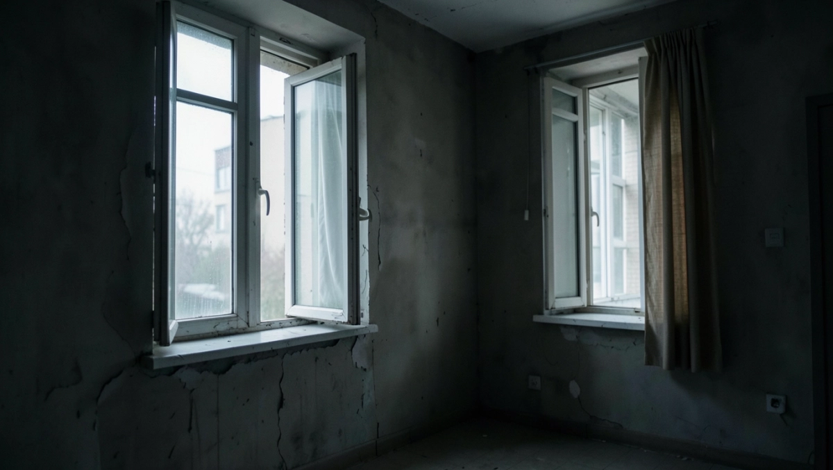 Okna na klatce schodowej w bloku