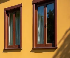 Brązowe okna jaka elewacja