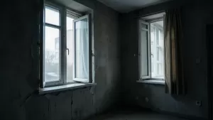 Okna na klatce schodowej w bloku